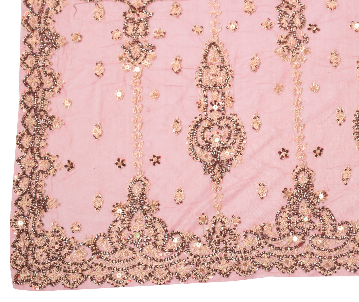 Sushila Vintage Net Mesh Heavy Dupatta Maroon Sequins Zardozi Work Long Stole