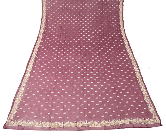 Sushila Vintage Dark Burgundy Heavy Dupatta Pure Chiffon Zardozi Work Long Stole