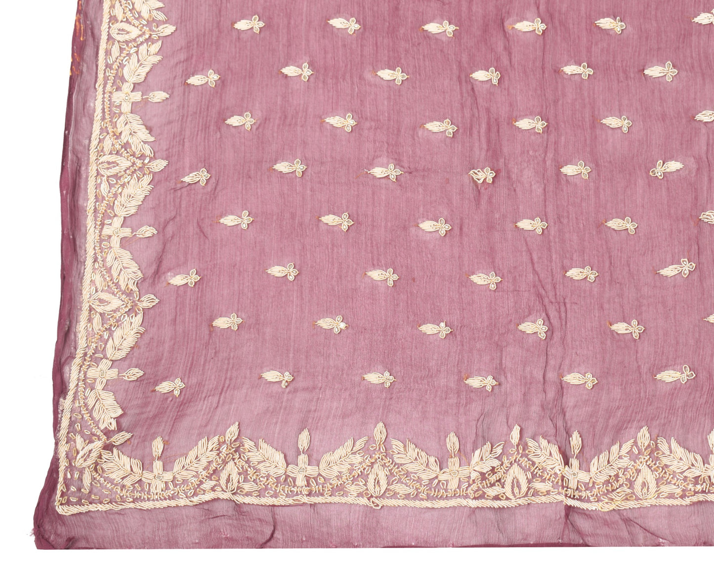 Sushila Vintage Dark Burgundy Heavy Dupatta Pure Chiffon Zardozi Work Long Stole