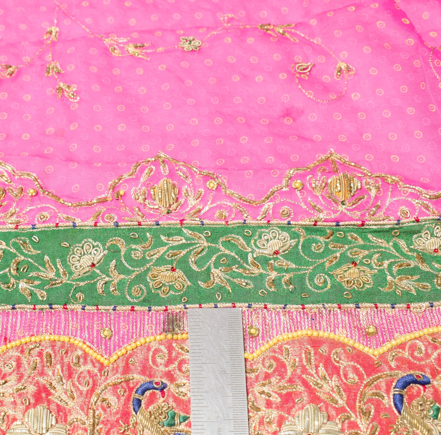 Sushila Vintage Magenta Heavy Dupatta Pure Silk Zardozi Fringe Border Long Stole