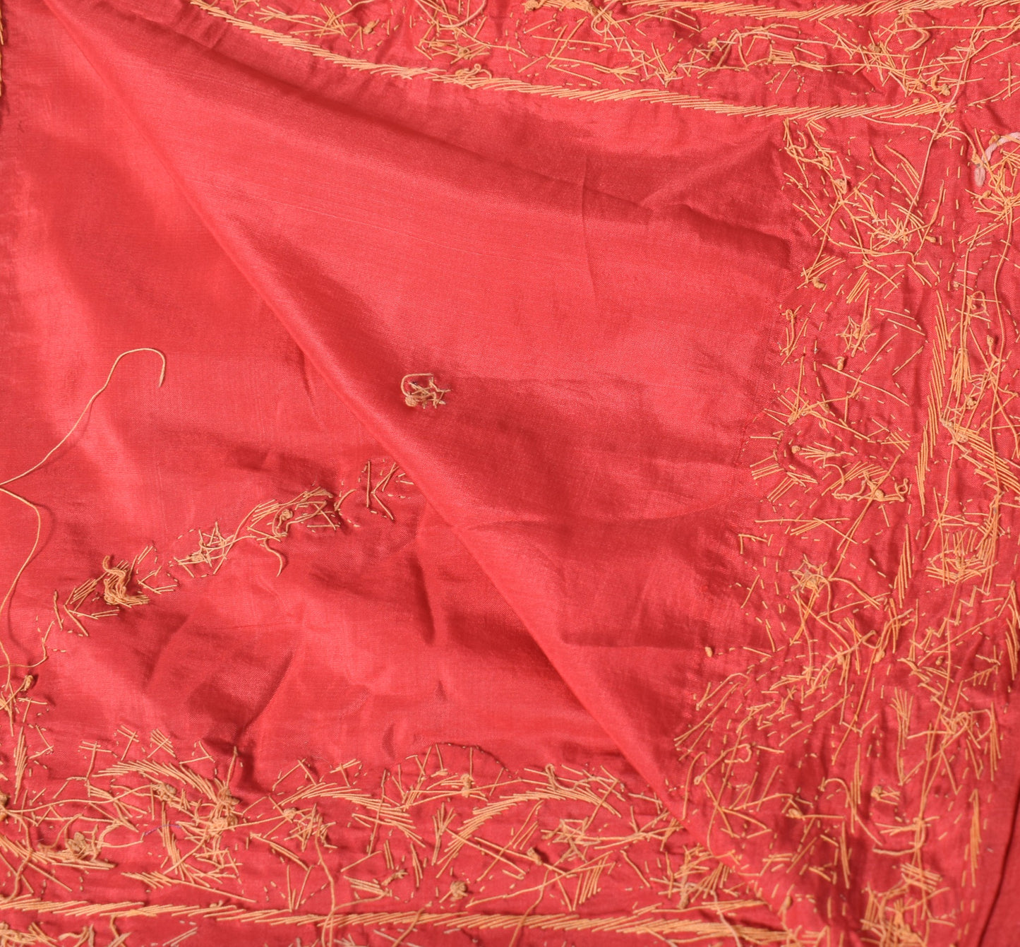 Sushila Vintage Pure Silk Heavy Dupatta Hand Beaded Zardozi Red Long Stole Wrap