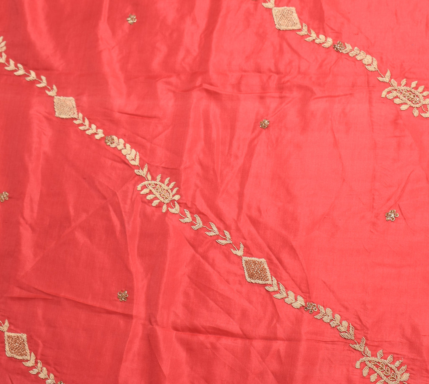 Sushila Vintage Pure Silk Heavy Dupatta Hand Beaded Zardozi Red Long Stole Wrap