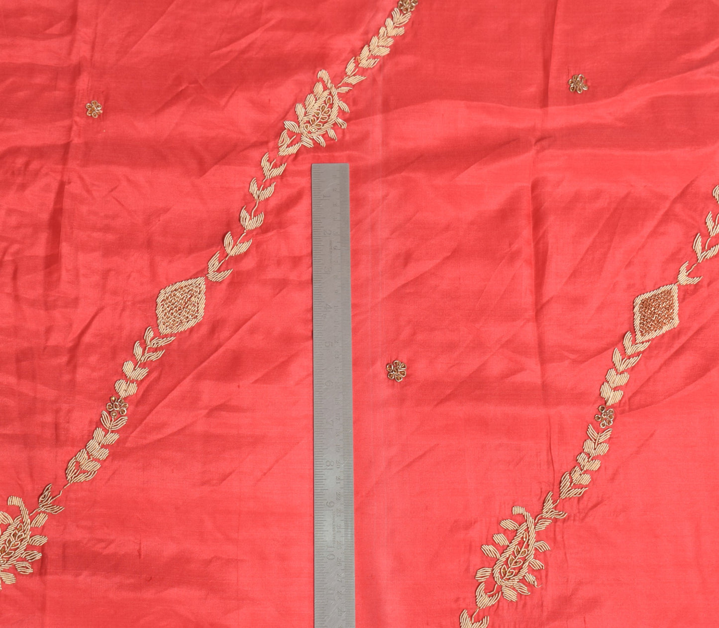 Sushila Vintage Pure Silk Heavy Dupatta Hand Beaded Zardozi Red Long Stole Wrap