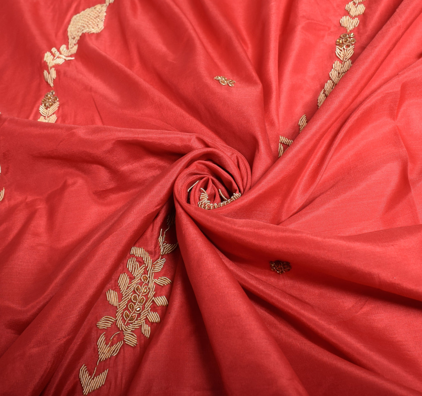 Sushila Vintage Pure Silk Heavy Dupatta Hand Beaded Zardozi Red Long Stole Wrap