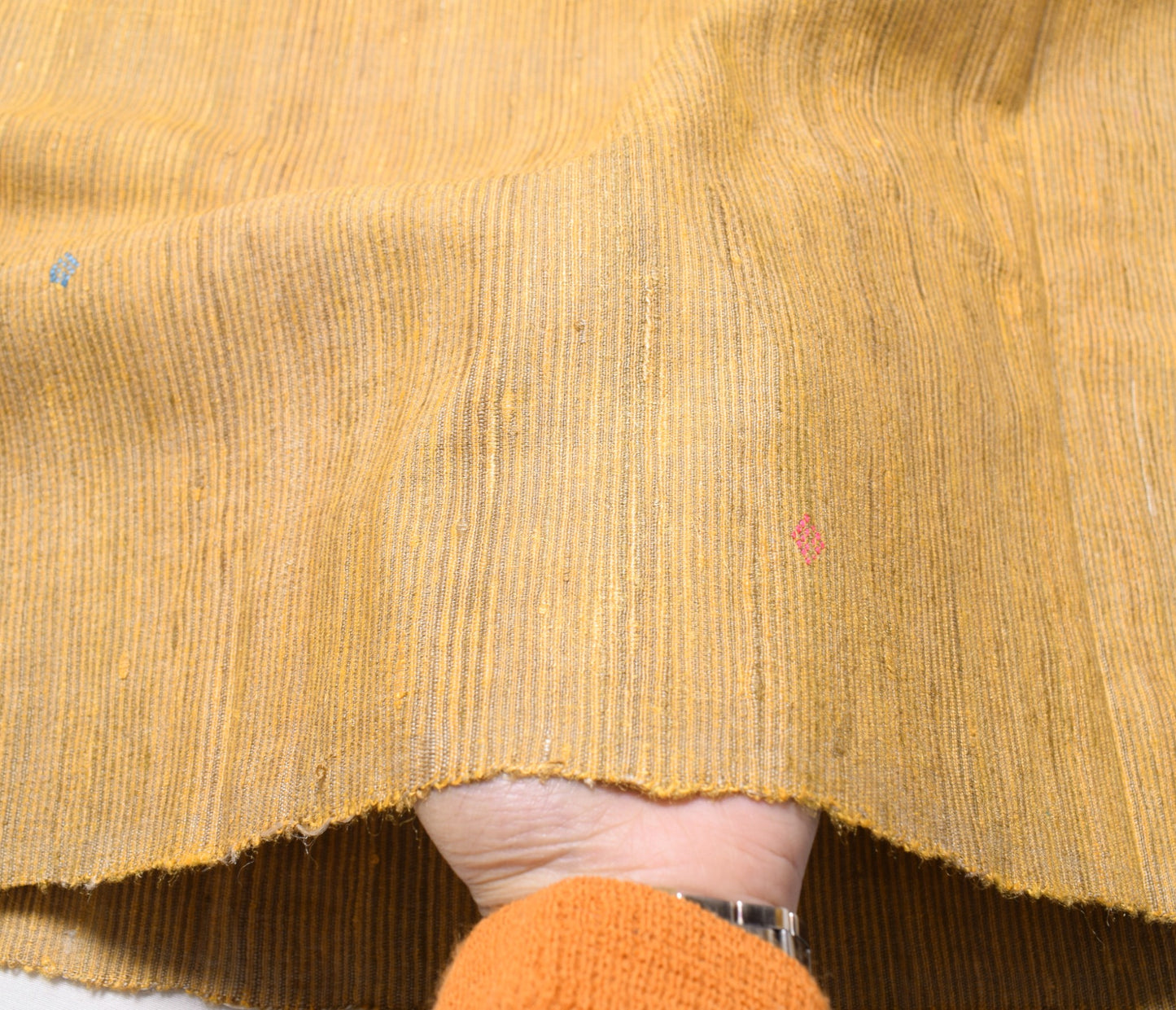 Sushila Vintage Yellow Handloom Dupatta Hand Woven Pure Khadi Indian Long Stole