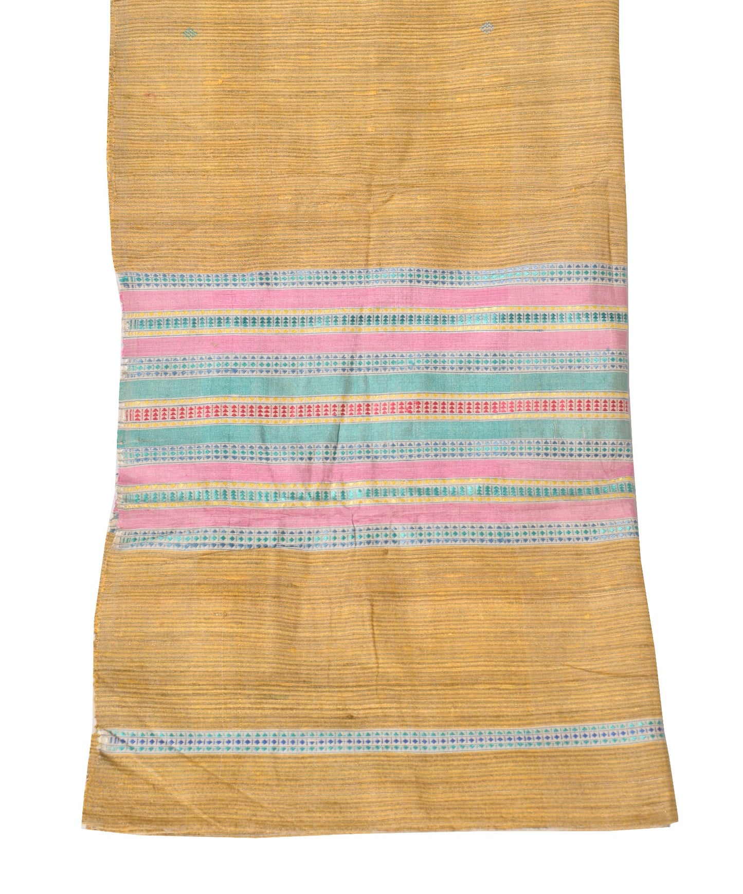Sushila Vintage Yellow Handloom Dupatta Hand Woven Pure Khadi Indian Long Stole