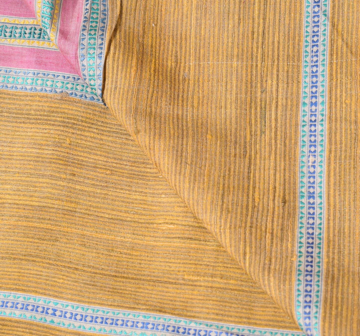 Sushila Vintage Yellow Handloom Dupatta Hand Woven Pure Khadi Indian Long Stole