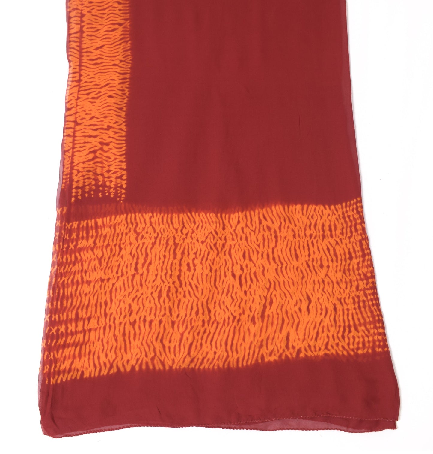 Sushila Vintage Shibori Pure Georgette Dupatta Hand-Dyed Batik Maroon Long Stole