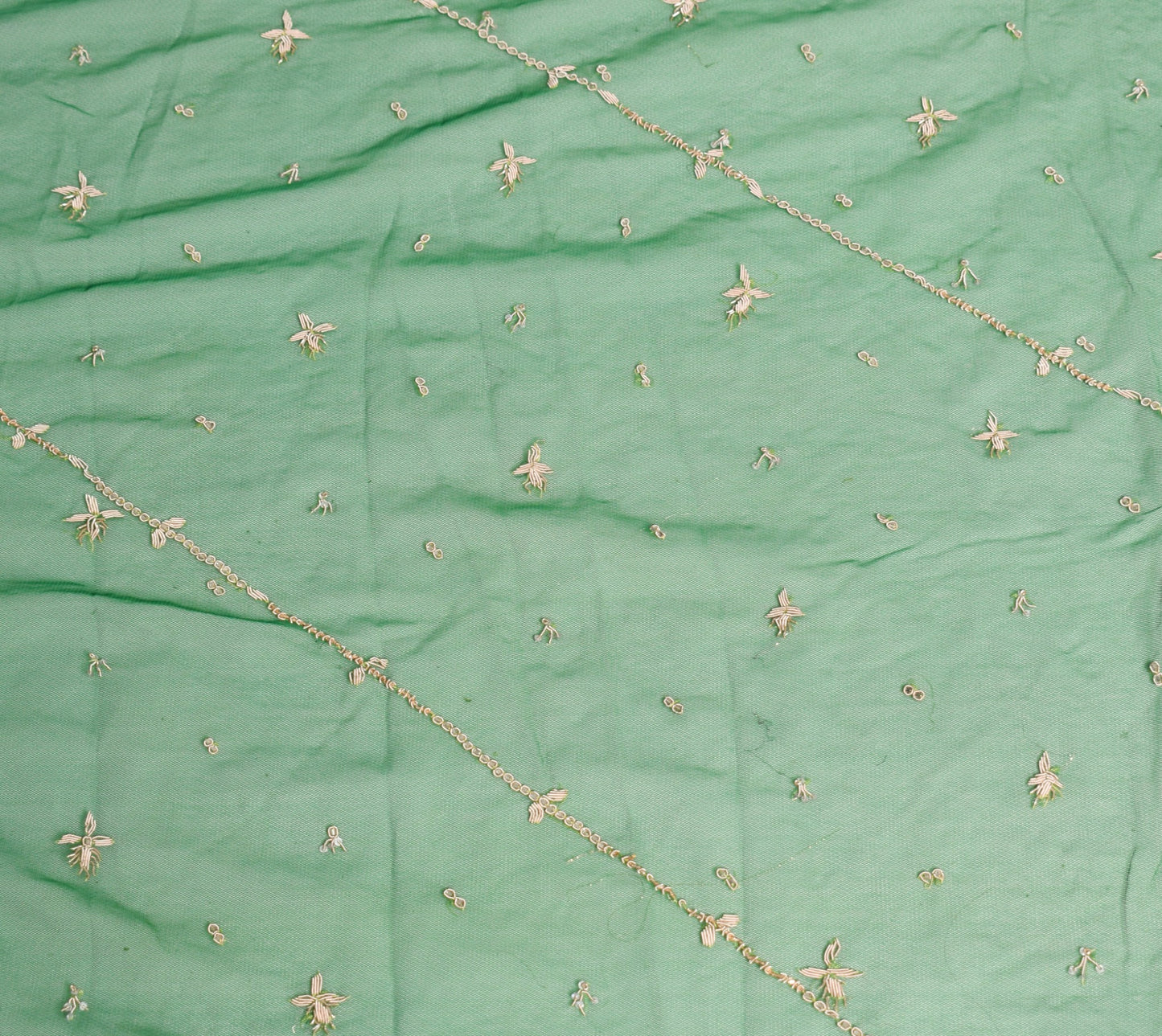 Sushila Vintage Green Heavy Dupatta Net Hand Beaded Zardozi Nikah Long Stole