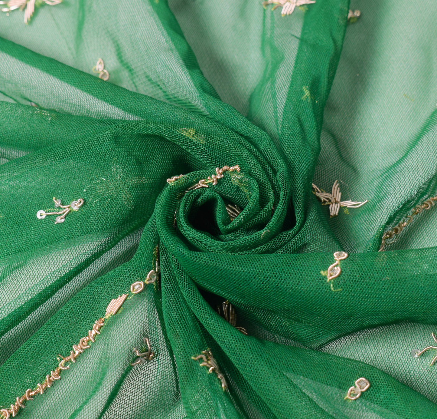 Sushila Vintage Green Heavy Dupatta Net Hand Beaded Zardozi Nikah Long Stole