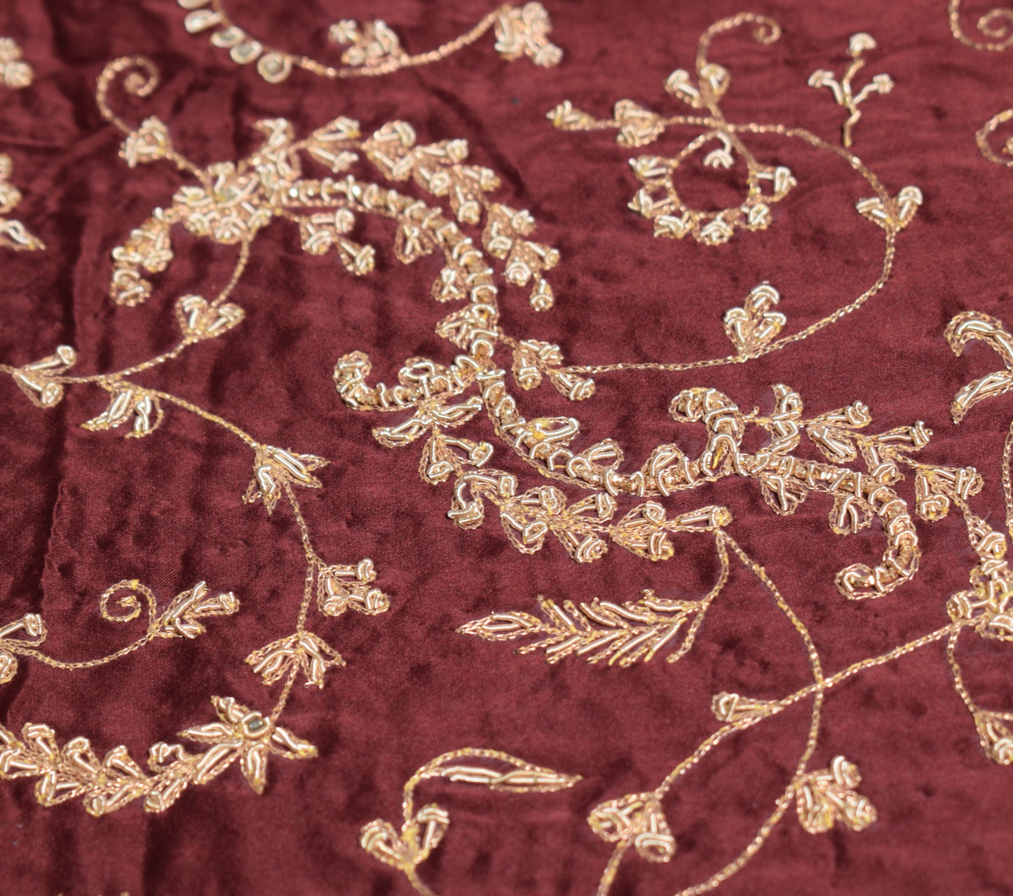 Sushila Vintage Maroon Heavy Dupatta Zardozi Work Cutwork Pure Satin Long Stole