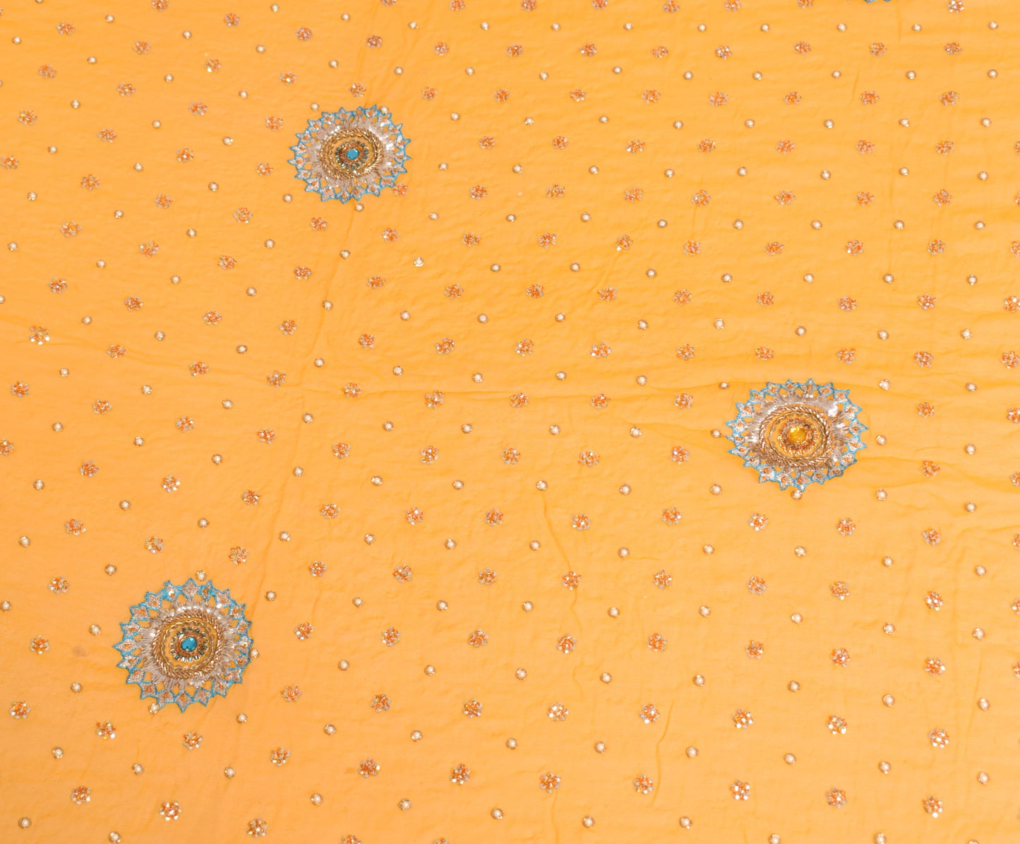 Sushila Vintage Mustard Heavy Dupatta Handwork Pure Georgette Wedding Long Stole