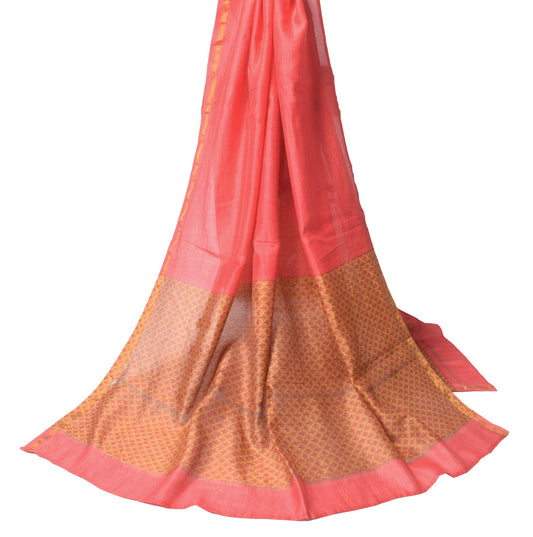 Sushila Vintage Red Printed Dupatta Pure Cotton Silk Daily Wear Long Stole Hijab