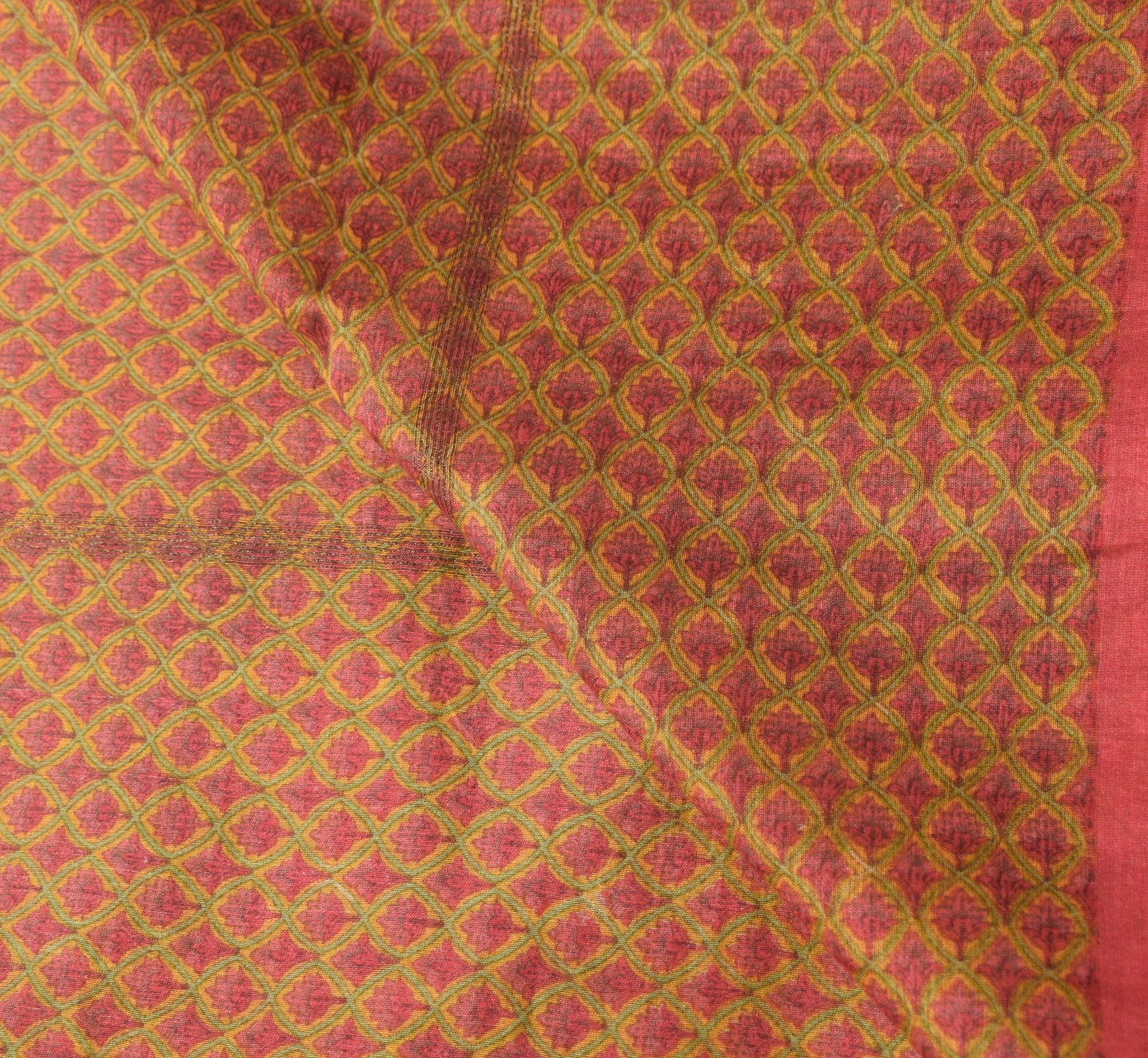 Sushila Vintage Red Printed Dupatta Pure Cotton Silk Daily Wear Long Stole Hijab