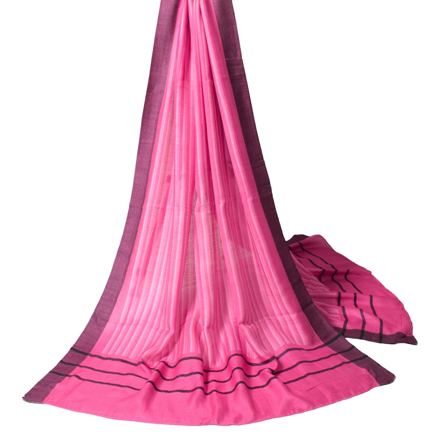 Sushila Vintage Pink Printed Dupatta Stripes Printed Pure Woolen Soft Long Stole