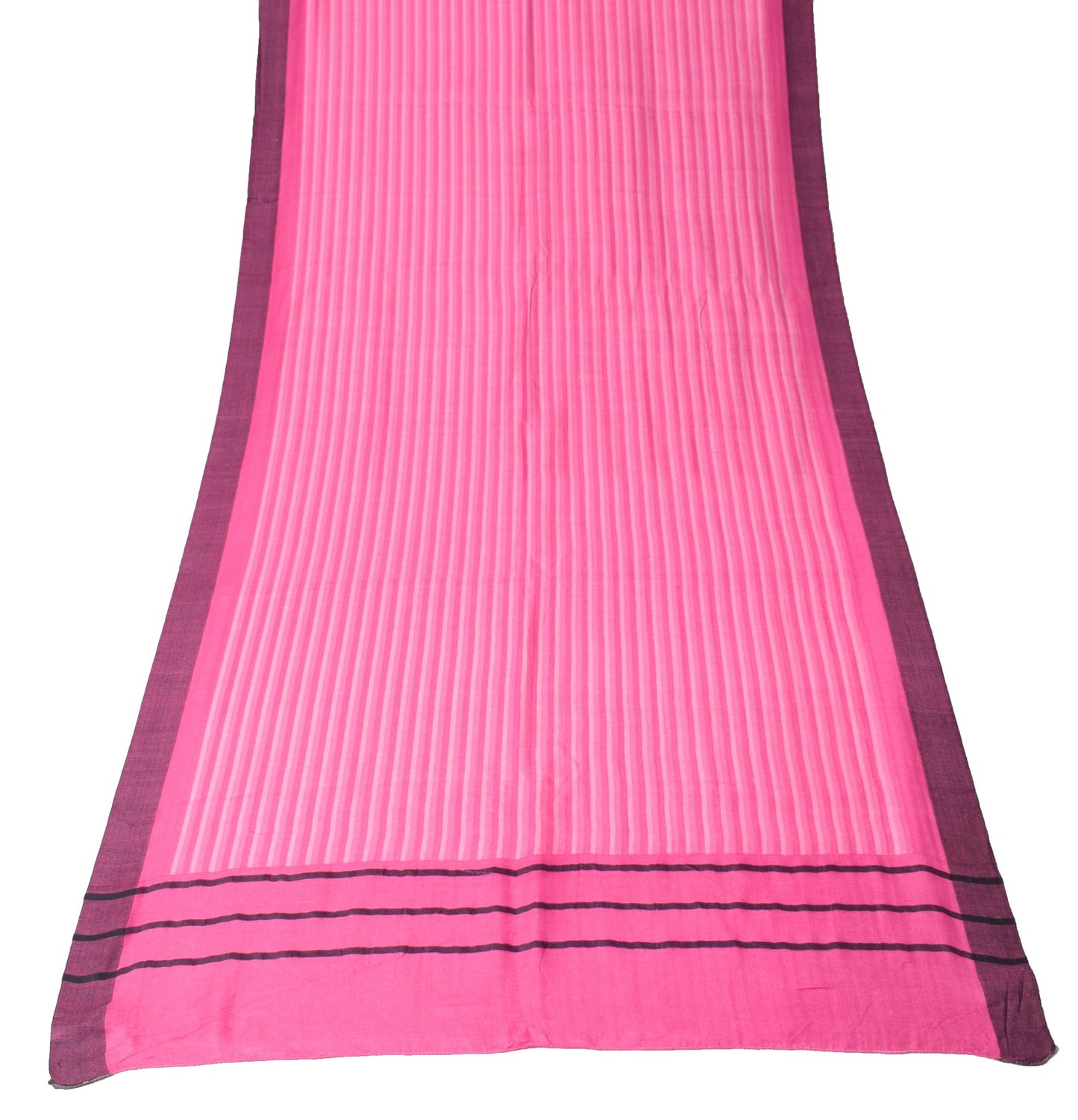 Sushila Vintage Pink Printed Dupatta Stripes Printed Pure Woolen Soft Long Stole