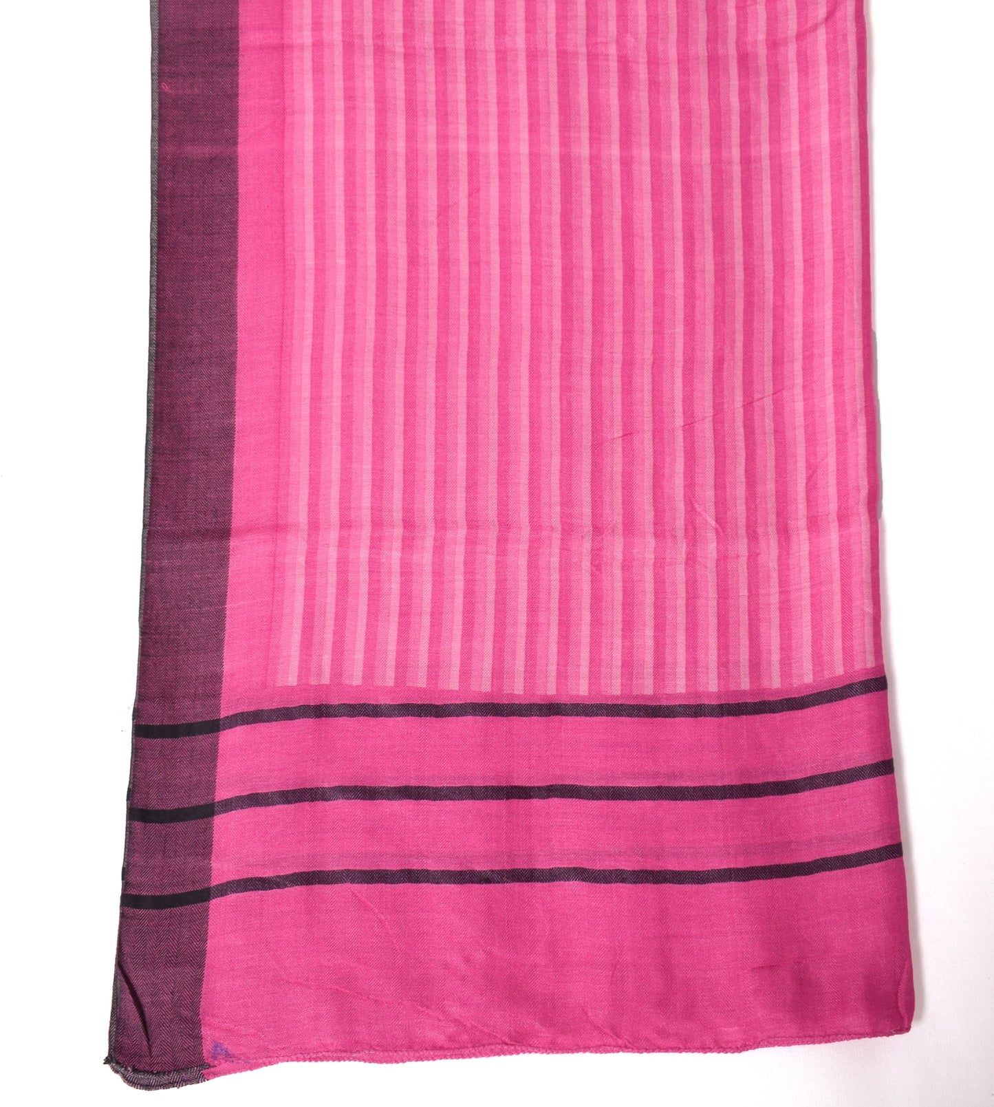 Sushila Vintage Pink Printed Dupatta Stripes Printed Pure Woolen Soft Long Stole