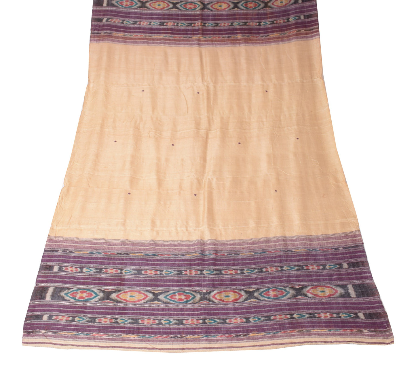 Sushila Vintage Light Brown Dupatta Hand Woven Ikat Pure Tussar Soft Long Stole