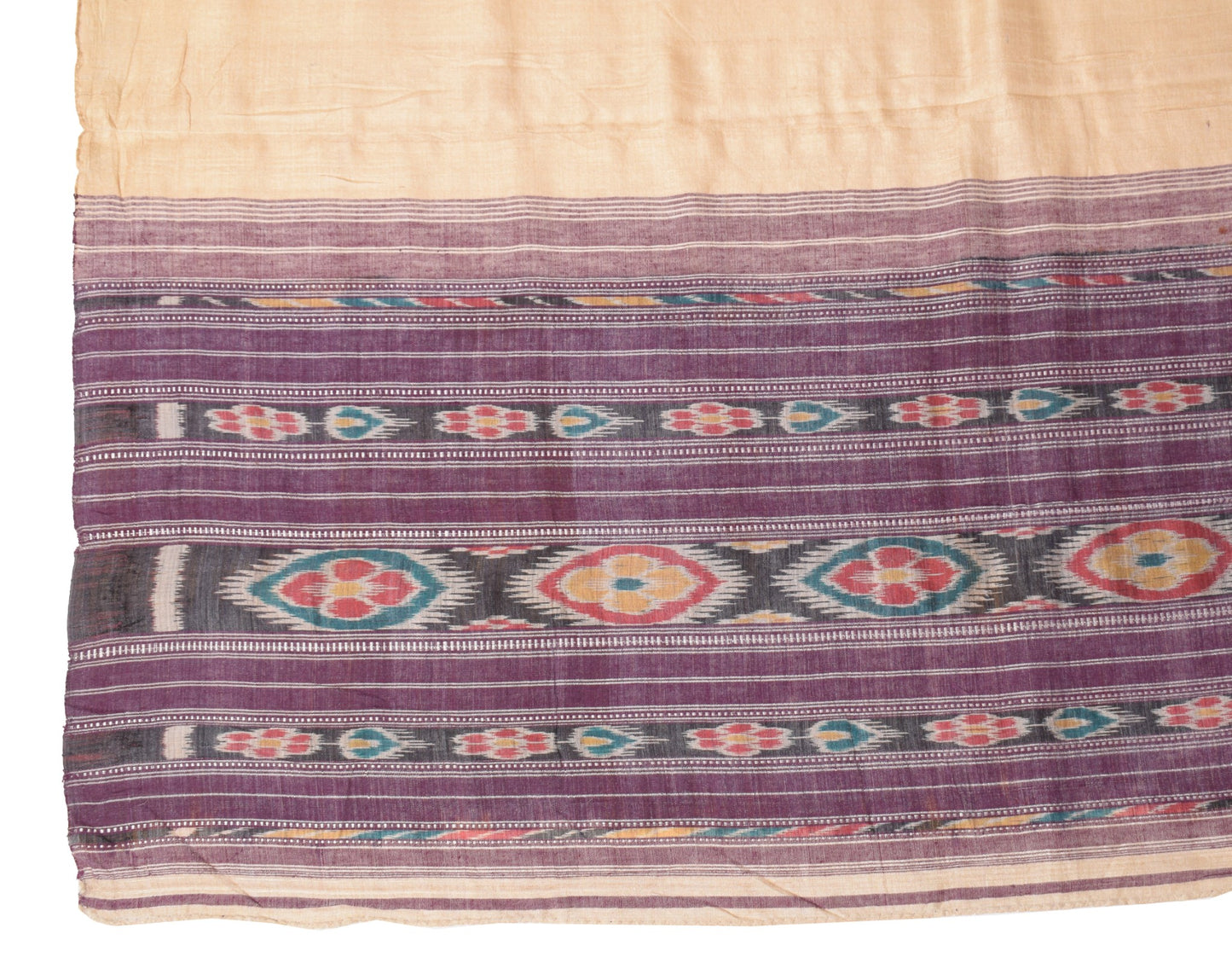 Sushila Vintage Light Brown Dupatta Hand Woven Ikat Pure Tussar Soft Long Stole