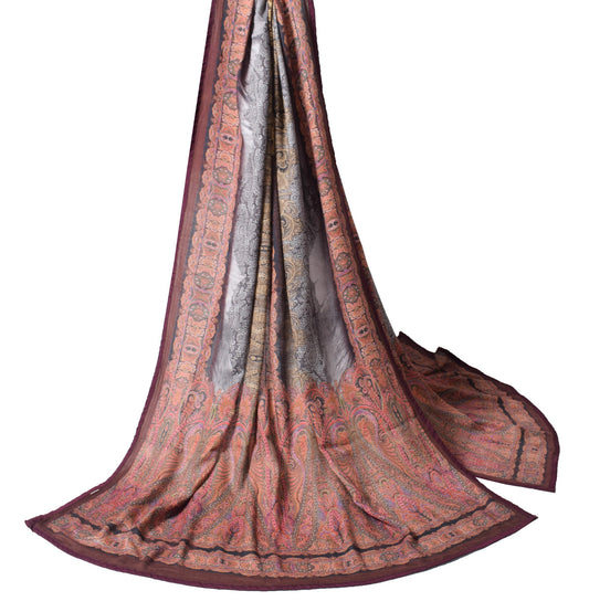 Sushila Vintage Pure Woolen Dupatta Multi-Color Floral & Paisley Print LongStole