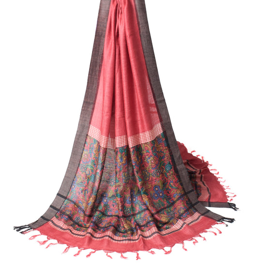 Sushila Vintage Red Pure Woolen Dupatta Printed Floral Soft Long Stole Scarves