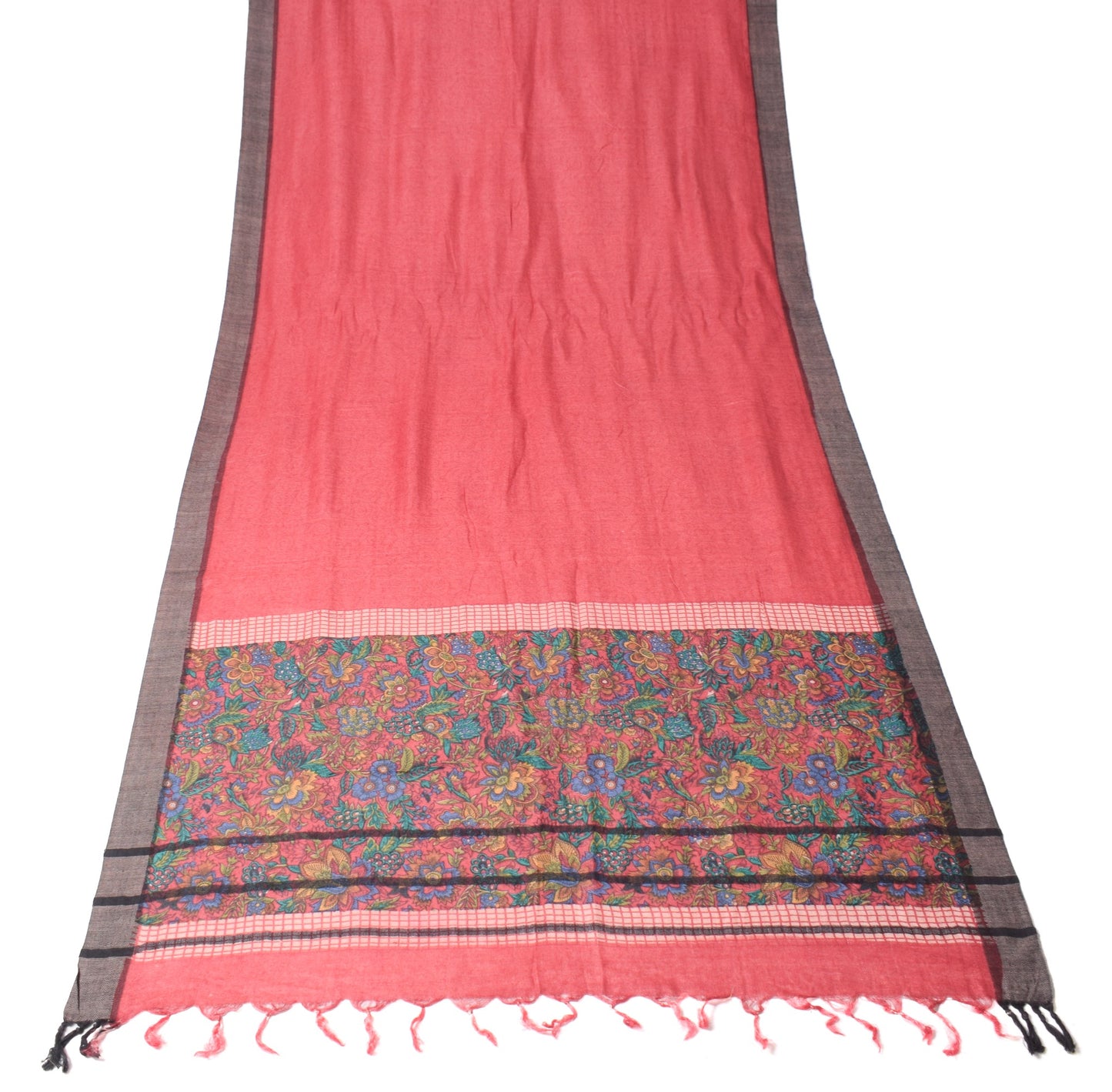 Sushila Vintage Red Pure Woolen Dupatta Printed Floral Soft Long Stole Scarves