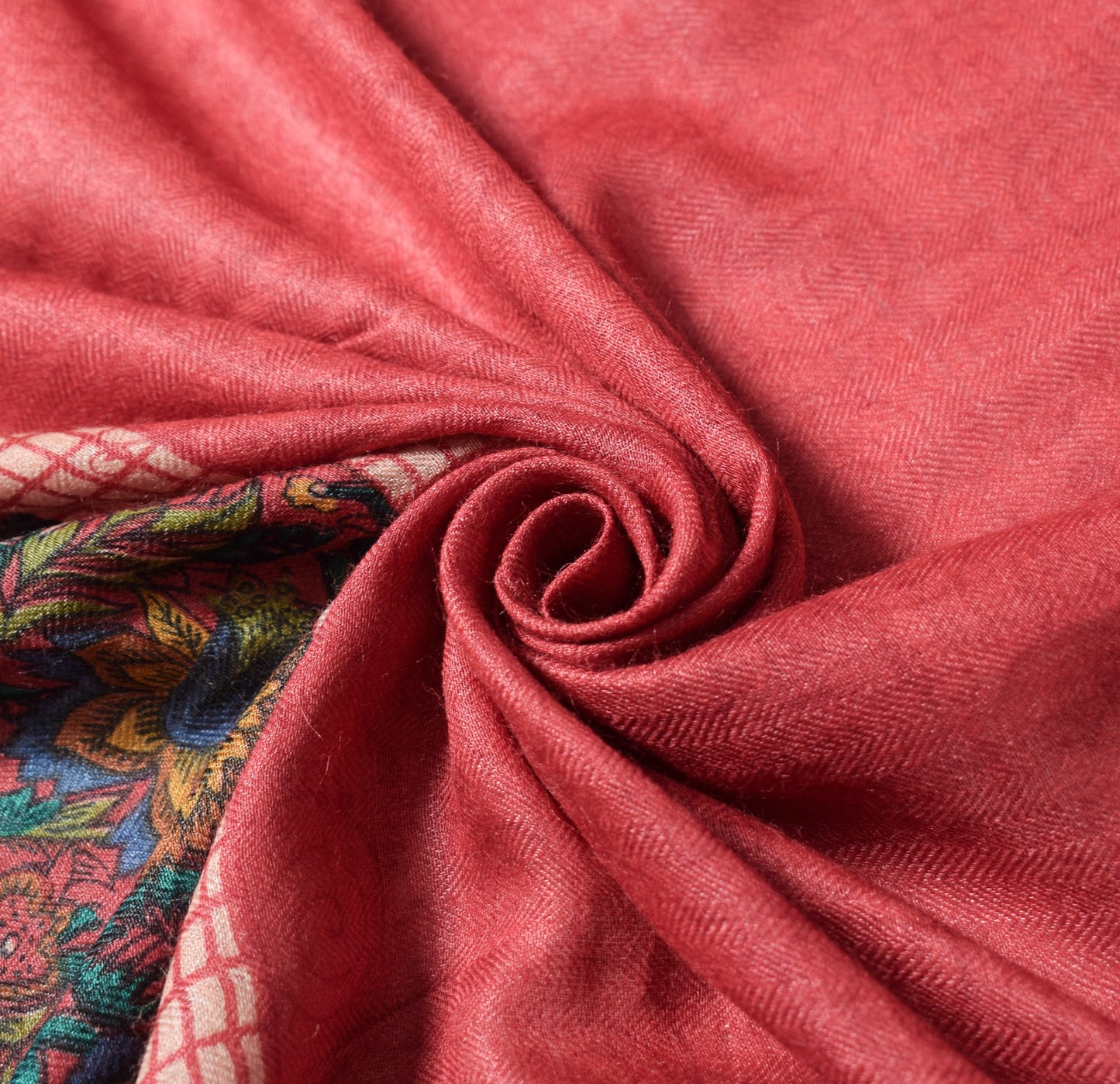 Sushila Vintage Red Pure Woolen Dupatta Printed Floral Soft Long Stole Scarves