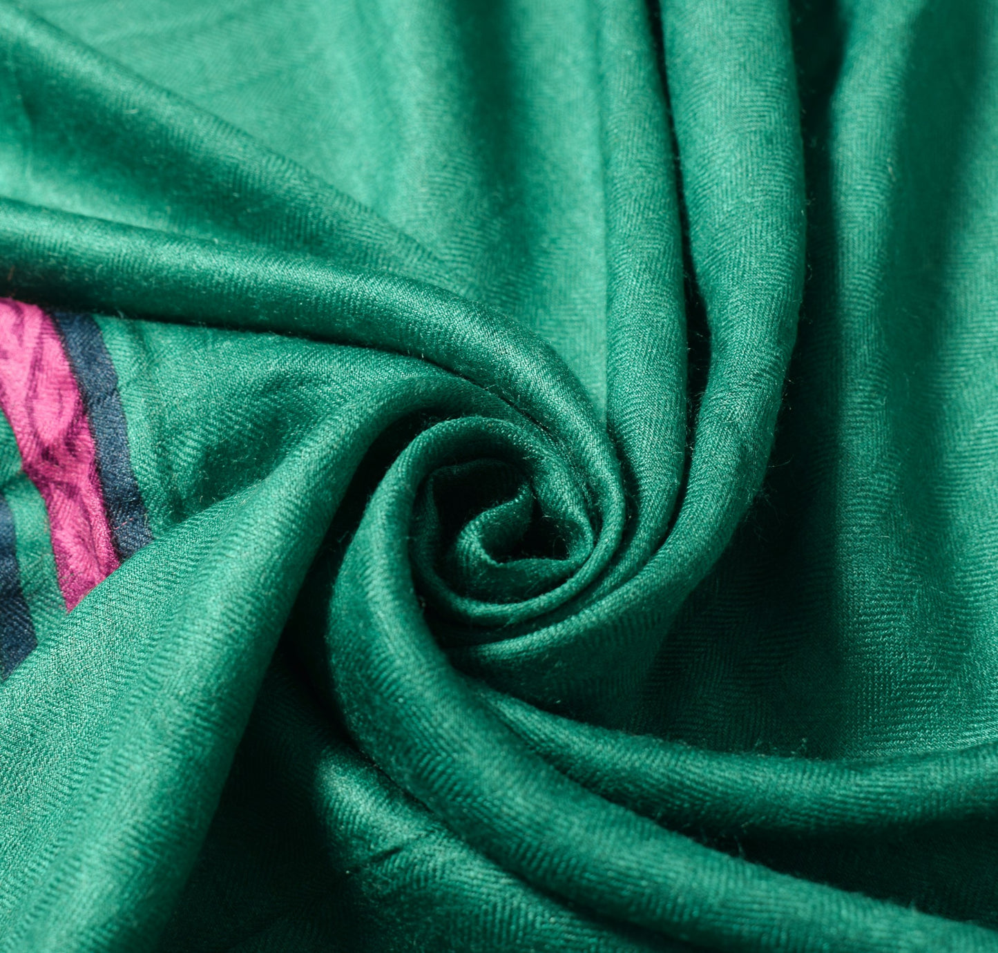 Sushila Vintage Pure Woolen Dupatta Teal Green Hand Block Printed Soft LongStole