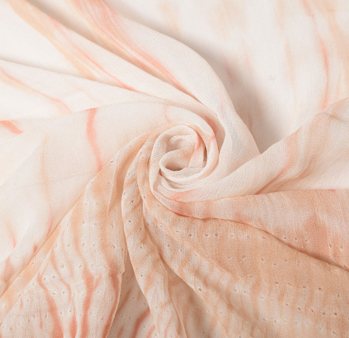 Sushila Vintage Shibori Pure Georgette Dupatta Hand-Dyed Batik White Long Stole