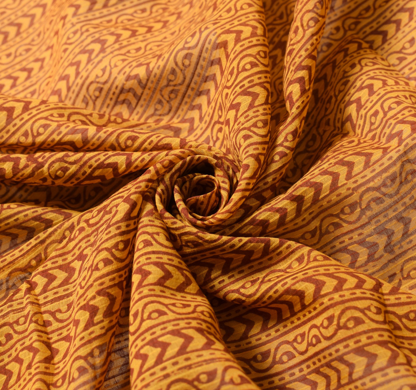 Sushila Vintage Mustard Dupatta Hand Block Printed Pure Cotton Soft Long Stole