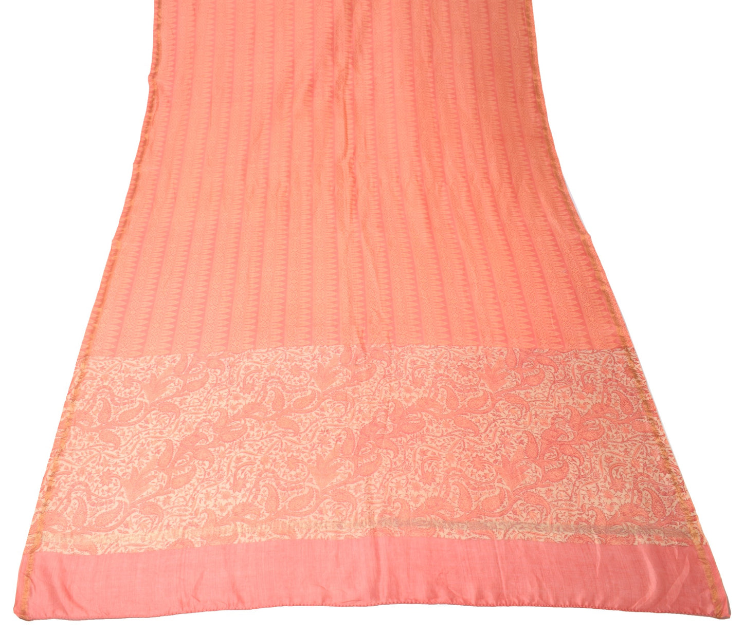 Sushila Vintage Peach Printed Dupatta Pure Cotton Silk Daily Wear LongStole Wrap