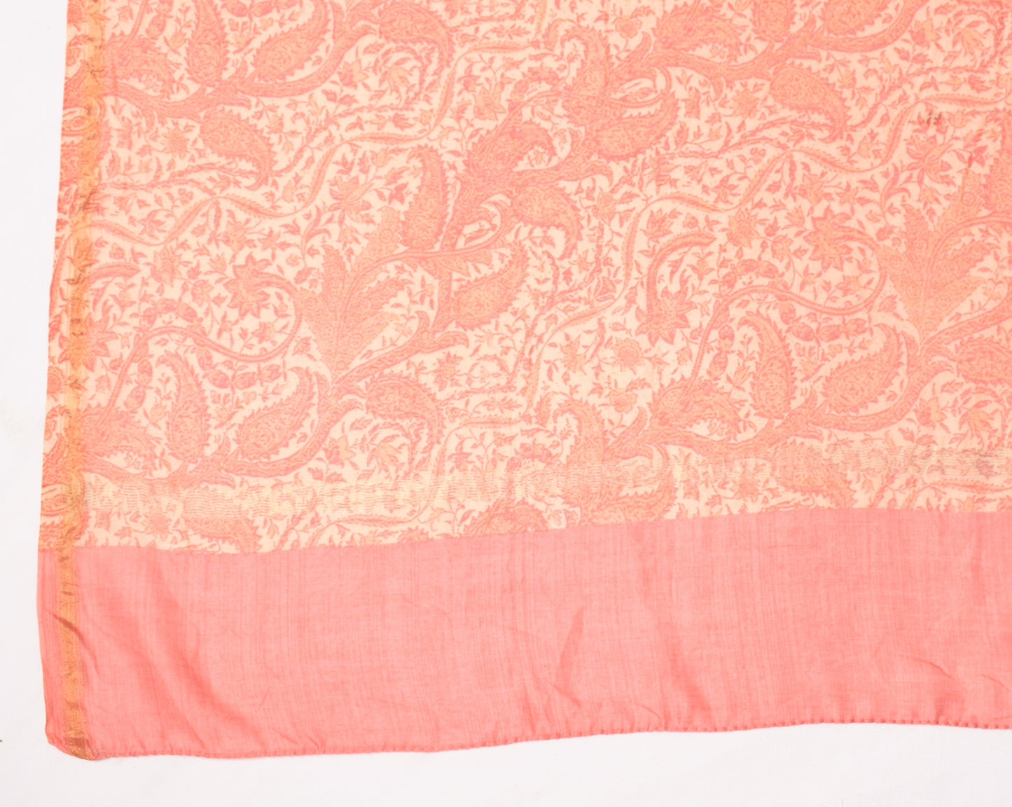 Sushila Vintage Peach Printed Dupatta Pure Cotton Silk Daily Wear LongStole Wrap