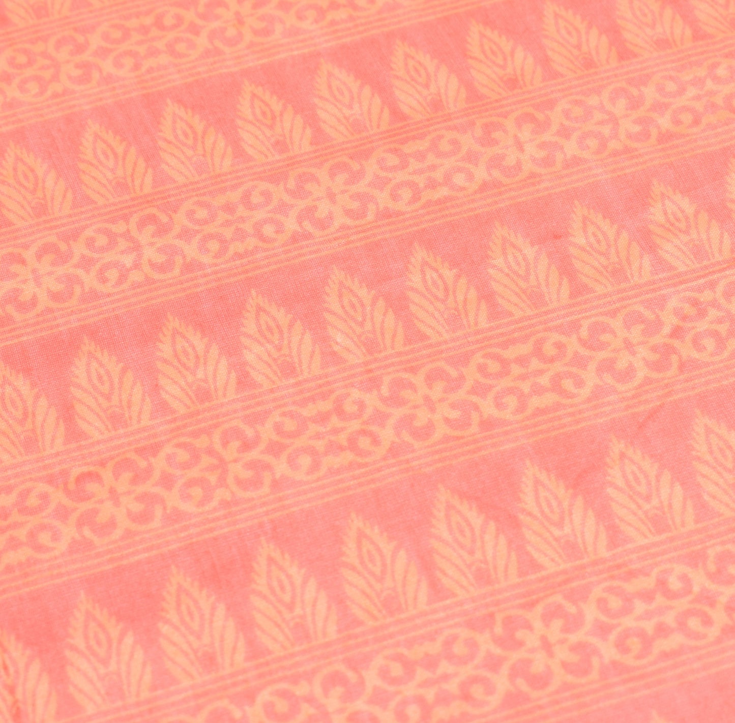 Sushila Vintage Peach Printed Dupatta Pure Cotton Silk Daily Wear LongStole Wrap