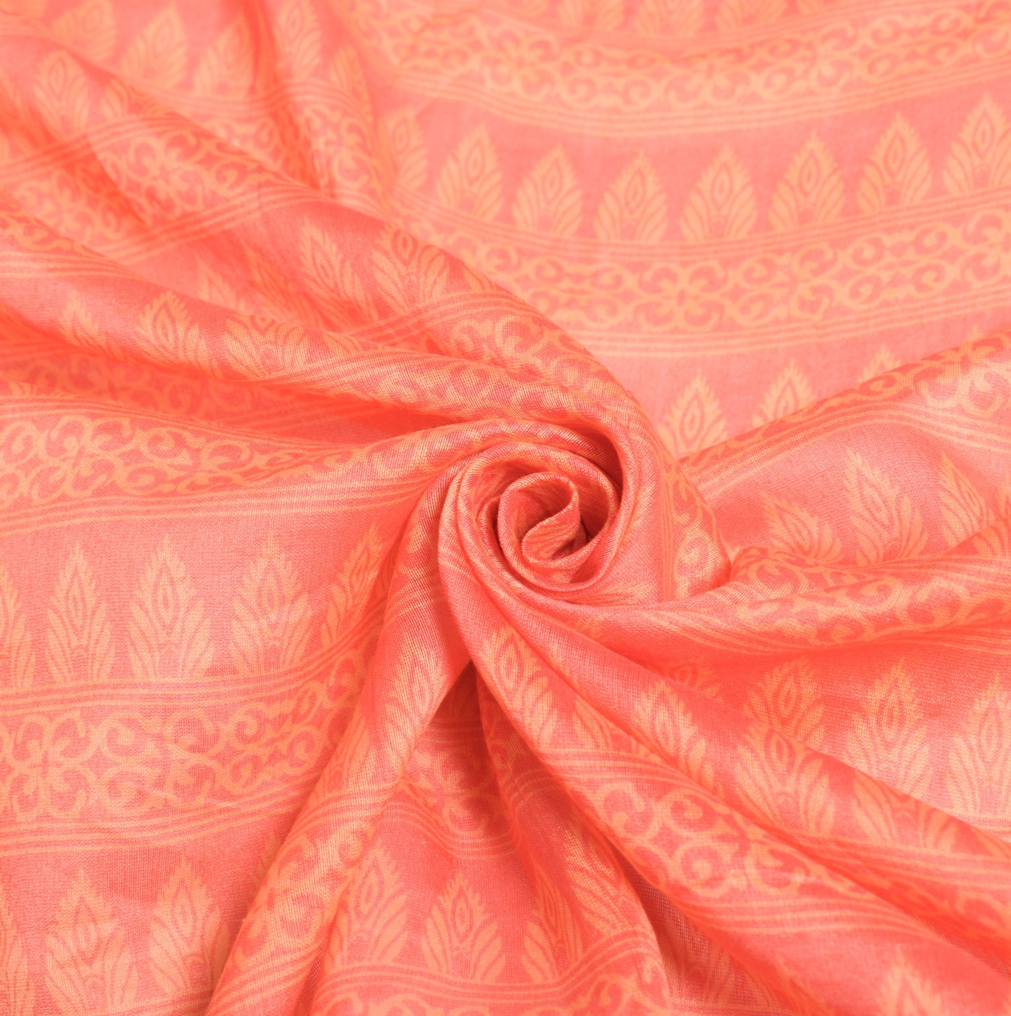 Sushila Vintage Peach Printed Dupatta Pure Cotton Silk Daily Wear LongStole Wrap