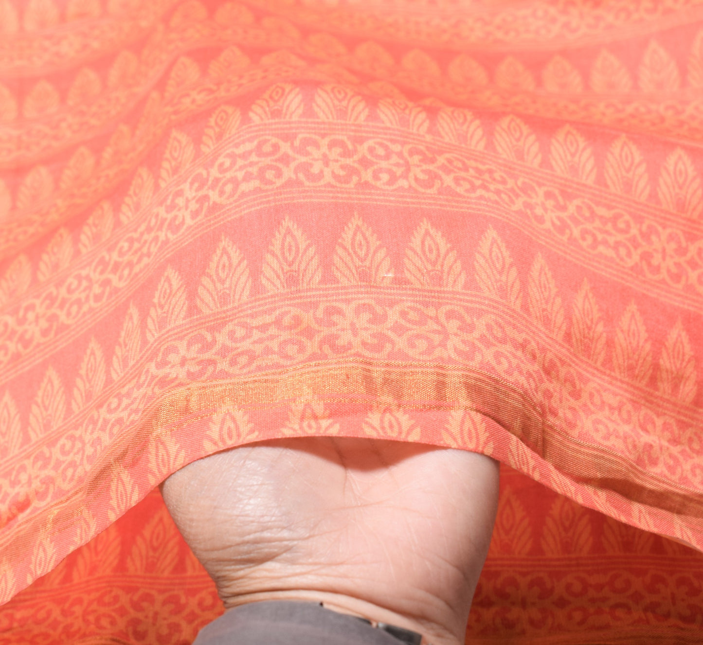 Sushila Vintage Peach Printed Dupatta Pure Cotton Silk Daily Wear LongStole Wrap