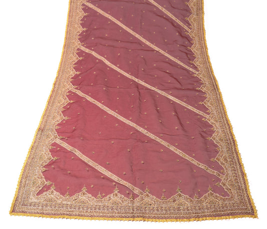 Sushila Vintage Maroon Heavy Dupatta Art Organza Hand Beaded Zardozi Long Stole