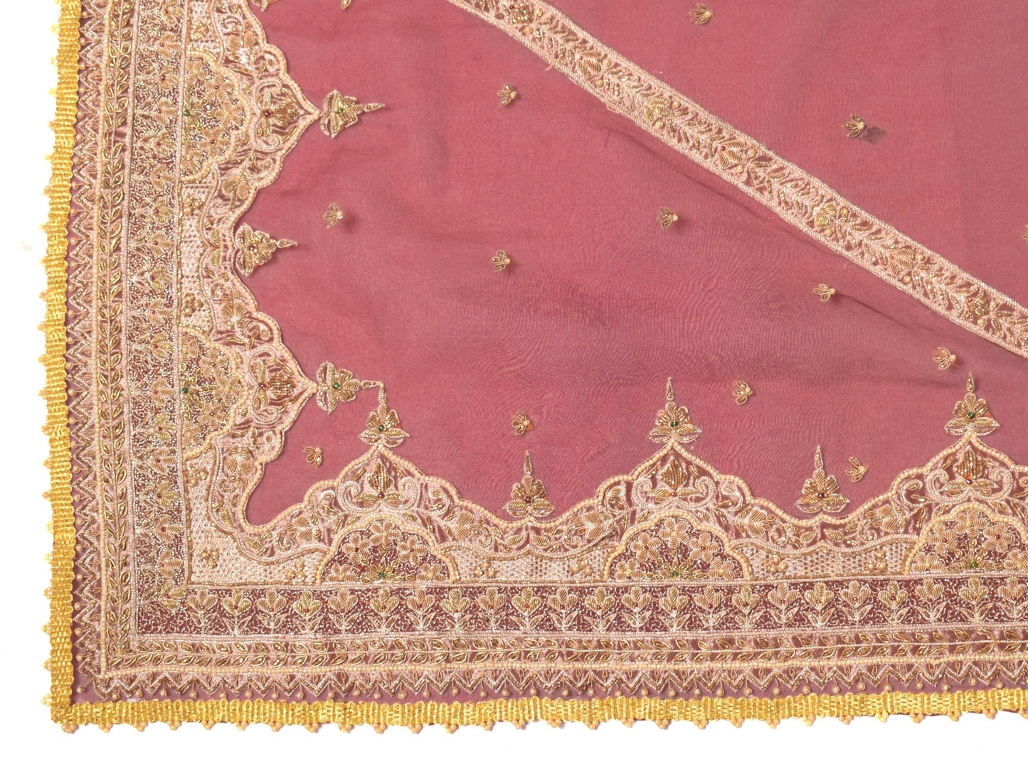 Sushila Vintage Maroon Heavy Dupatta Art Organza Hand Beaded Zardozi Long Stole
