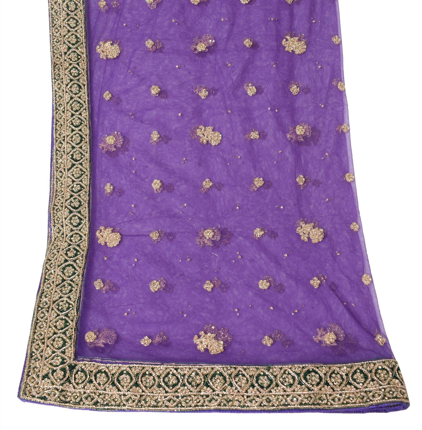 Sushila Vintage Purple Net Heavy Dupatta Zardozi with Velvet Border Long Stole