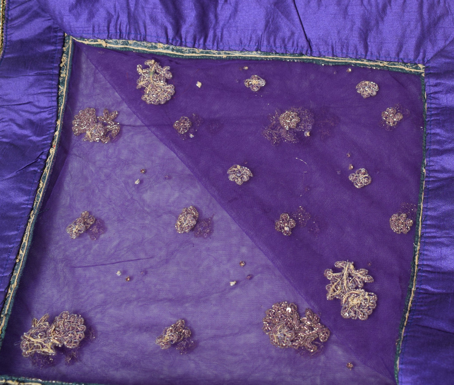 Sushila Vintage Purple Net Heavy Dupatta Zardozi with Velvet Border Long Stole