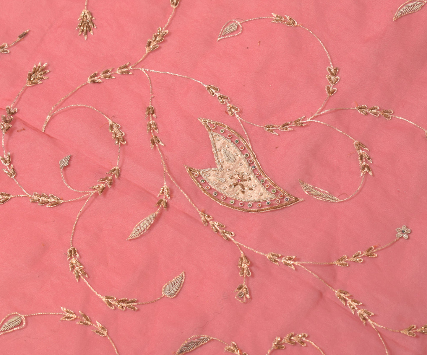 Sushila Vintage Red Heavy Dupatta Art Organza Beaded Zardozi Dabka Long Stole