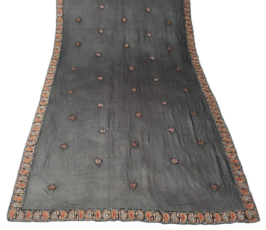 Sushila Vintage Black Dupatta Pure Georgette Glass Beads Embellish Long Stole