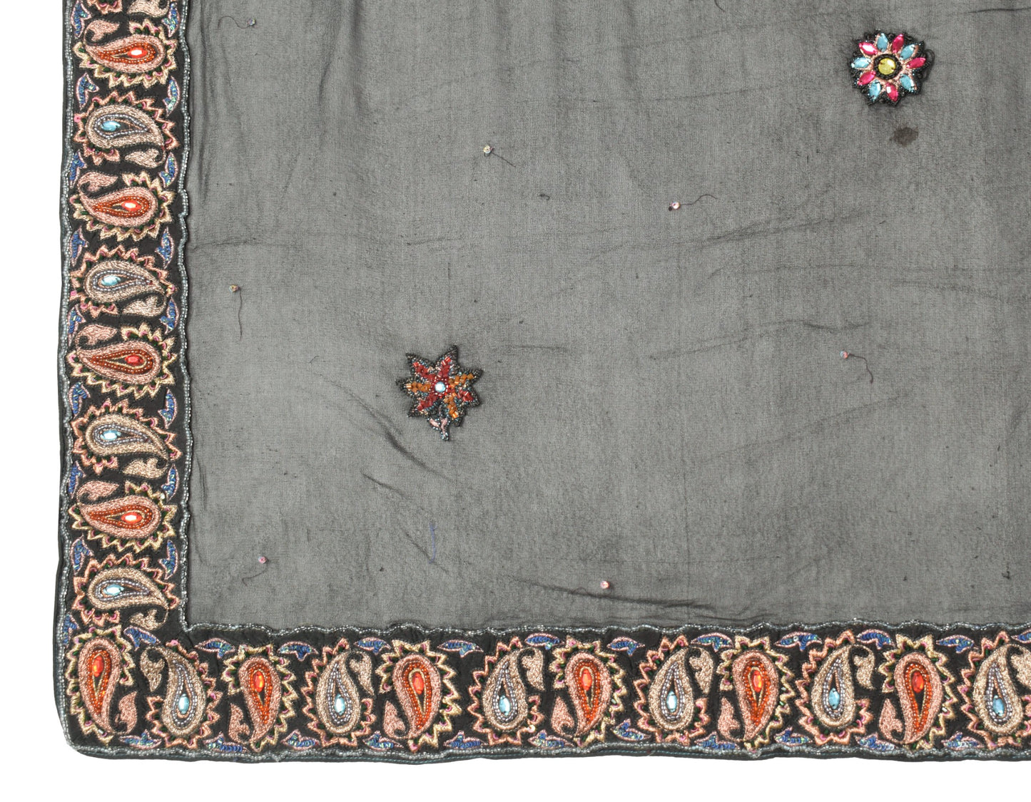 Sushila Vintage Black Dupatta Pure Georgette Glass Beads Embellish Long Stole