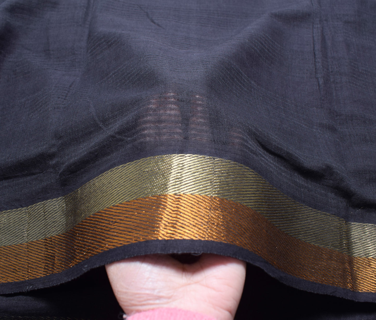 Sushila Vintage Black Dupatta Pure Cotton Woven Zari Brocade Long Stole Hijab