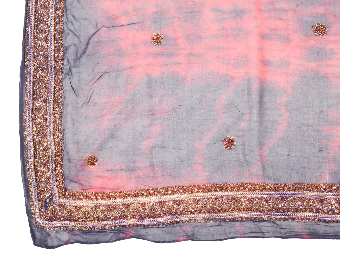 Sushila Vintage Tie-Dye Dupatta Pure Georgette Zari Glass Beads Work Long Stole