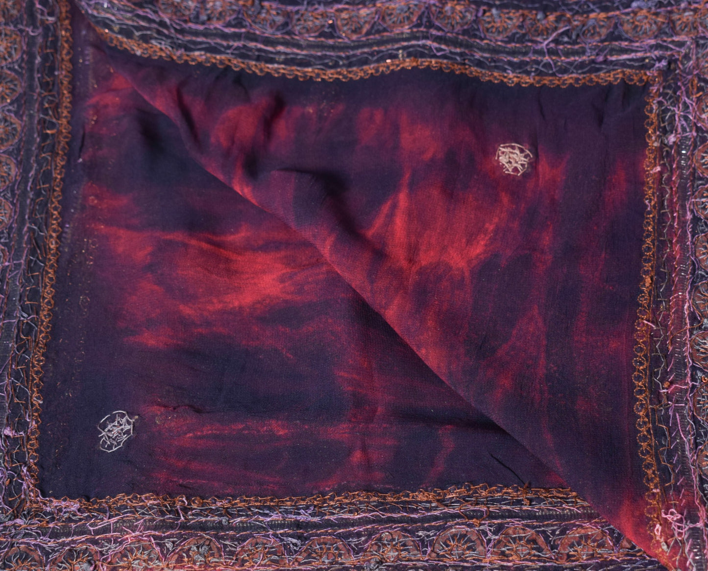 Sushila Vintage Tie-Dye Dupatta Pure Georgette Zari Glass Beads Work Long Stole