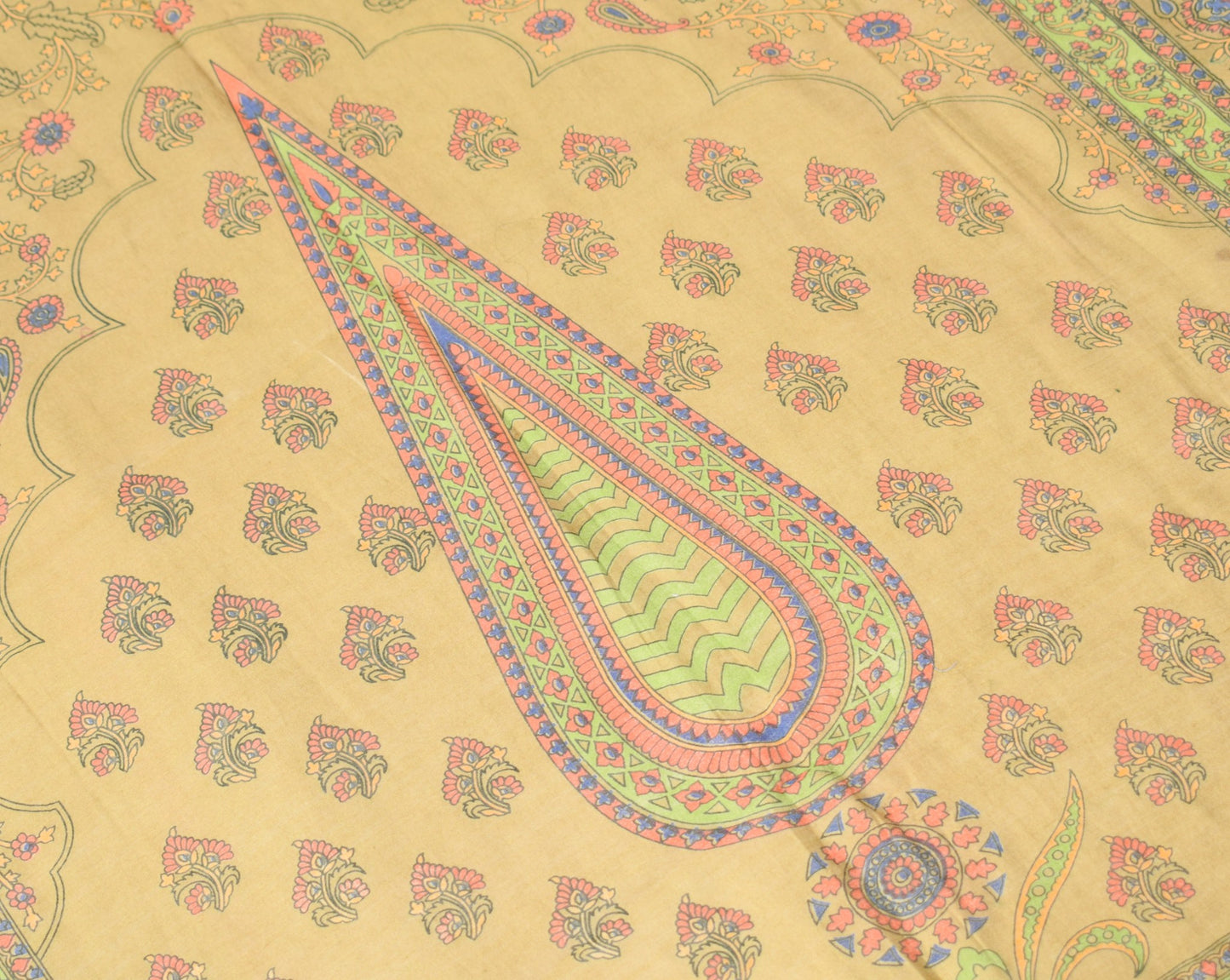 Sushila Vintage Green Dupatta Pure Cotton Silk Floral Printed Long Stole Hijab