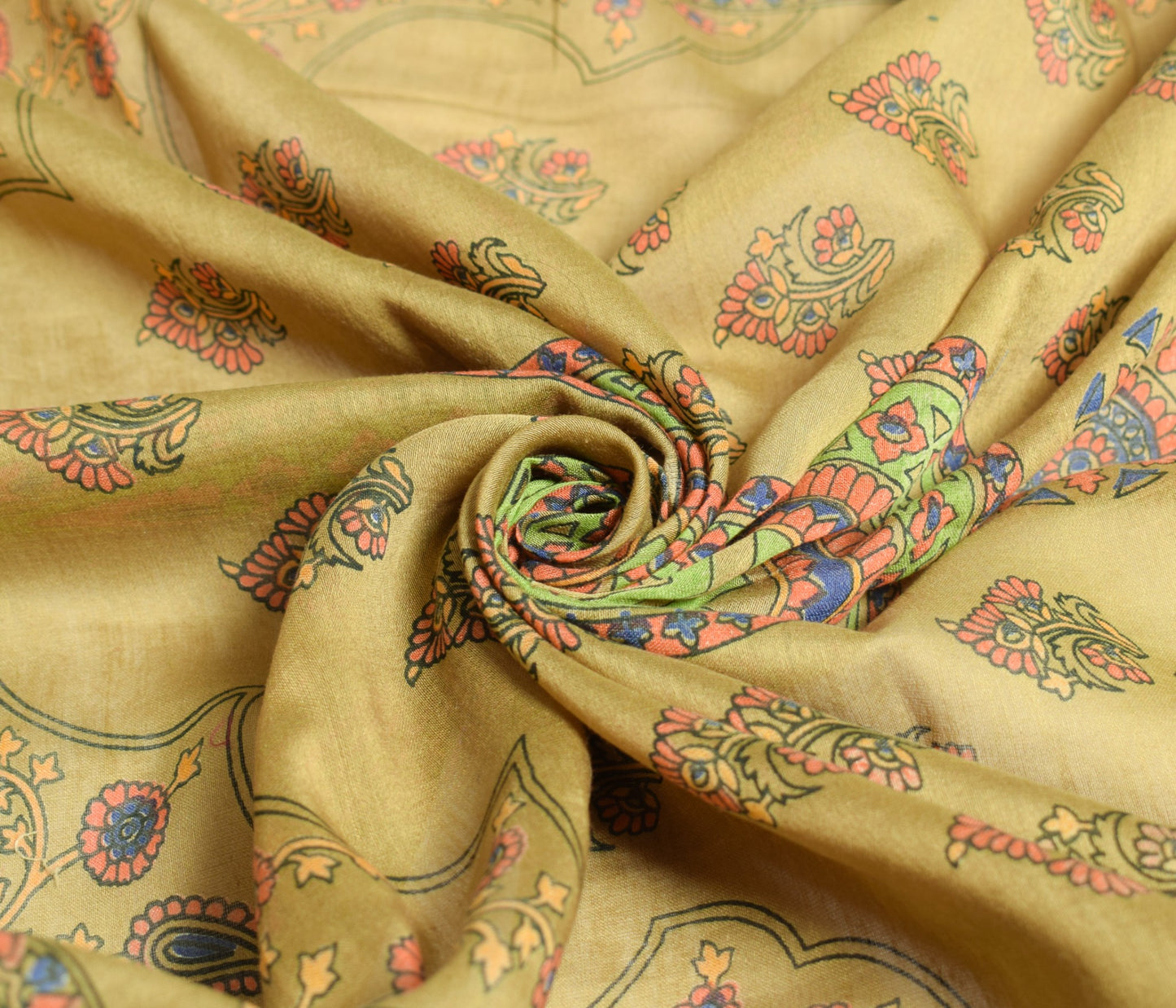 Sushila Vintage Green Dupatta Pure Cotton Silk Floral Printed Long Stole Hijab