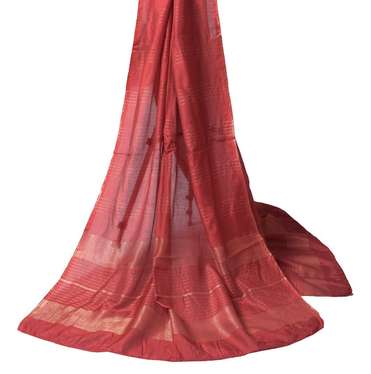 Sushila Vintage Maroon Dupatta Pure Cotton Silk Zari Woven Soft Long Stole Wrap
