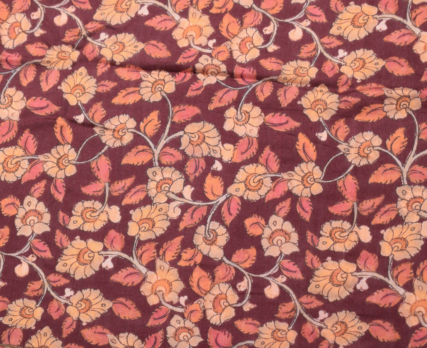Sushila Vintage Kalamkari Dupatta Pure Cotton Maroon Handprinted Soft Long Stole