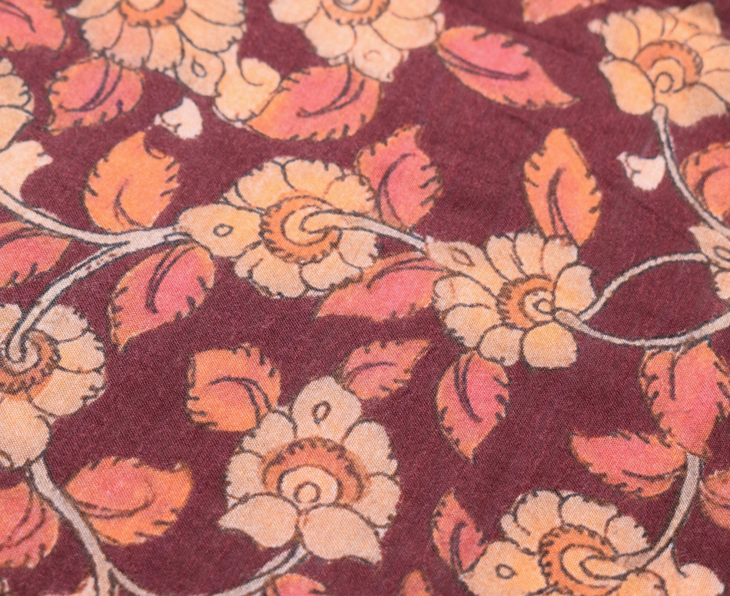 Sushila Vintage Kalamkari Dupatta Pure Cotton Maroon Handprinted Soft Long Stole